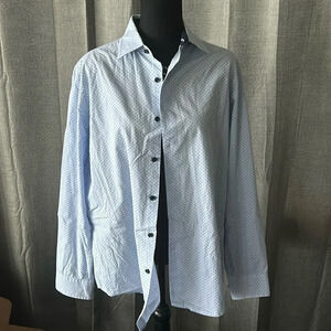 Blue and White Patterned Club Room Button Up